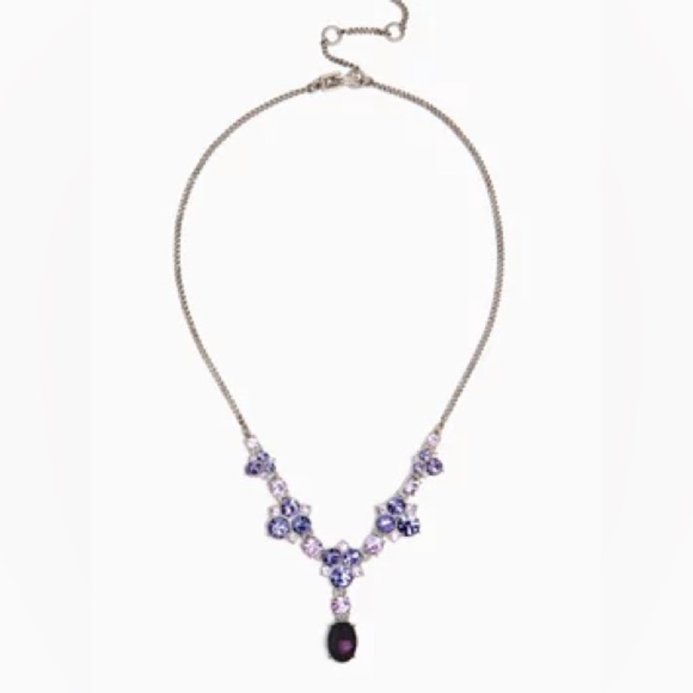Givenchy Silver Tone Purple Crystal Necklace Earrings Bracelet Set - Picture 4 of 10